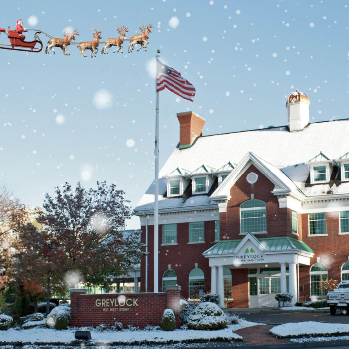 Santa flies his sleigh over Greylock Federal Credit Union