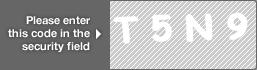 captcha code for visual authentication  letter T number 5 letter N number 9