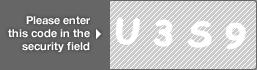 captcha code for visual authentication  letter U number 3 letter S number 9