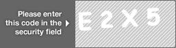 captcha code for visual authentication  letter E number 2 letter X number 5