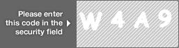 captcha code for visual authentication  letter W number 4 letter A number 9