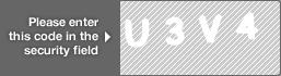 captcha code for visual authentication  letter U number 3 letter V number 4